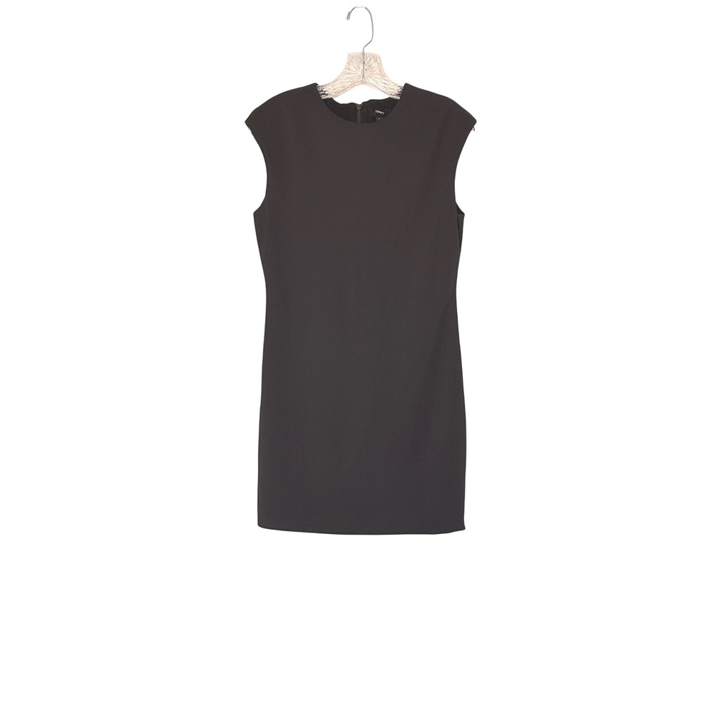 Theory Precision Ponte Cap Shift Dress Women's Black LBD Basic Classy Size 4